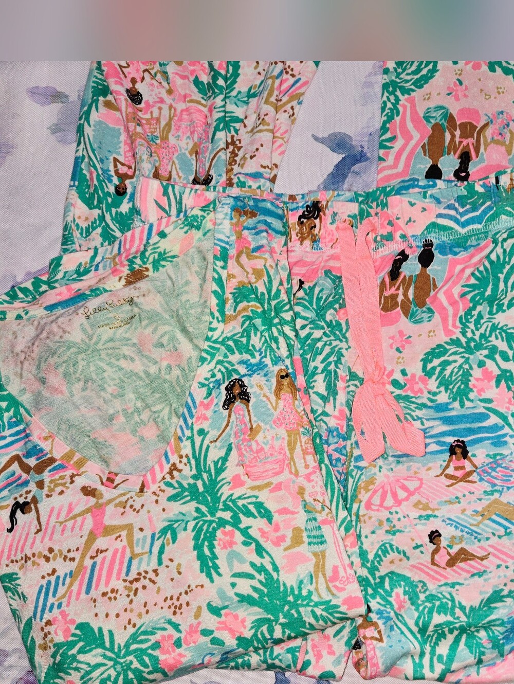 Lilly Pulitzer Pajama Set, Lets Get Together Print, Pants & Top